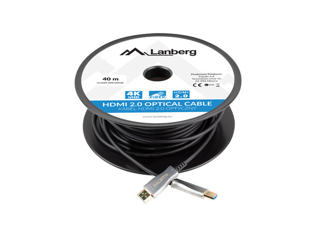 Lanberg Cablu HDMI M/M v2.0 40 m optic ng AOC, CA-HDMI-20FB-0400-BK - imagine 4