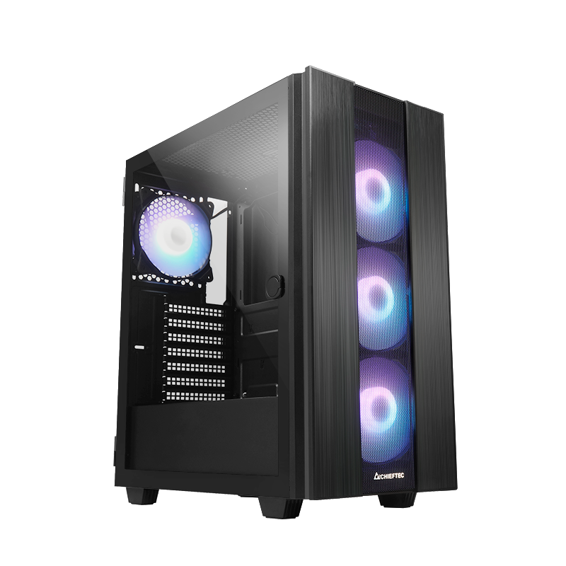 CHIEFTEC CARCASA HUNTER 2, Middle Tower,ATX fara sursa, sticla securizata,4xfan ARGB,USB, GS-02B-OP