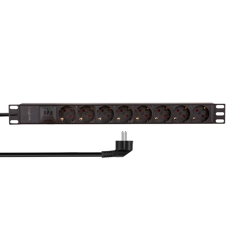 Logilink PDU 1U pt. rack 19 inch, 8 prize Schuko, intrare Schuko, max 16 A, prot., PDU8C04
