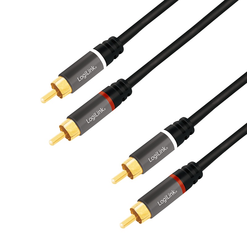 Logilink CABLU audio stereo (RCA T/T), 1m, conectori auriti, negru, CA1202