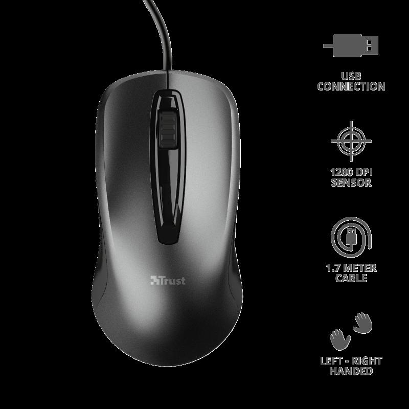 TRUST Mouse Carve, 1200 dpi, Negru, TR-23733 - imagine 3