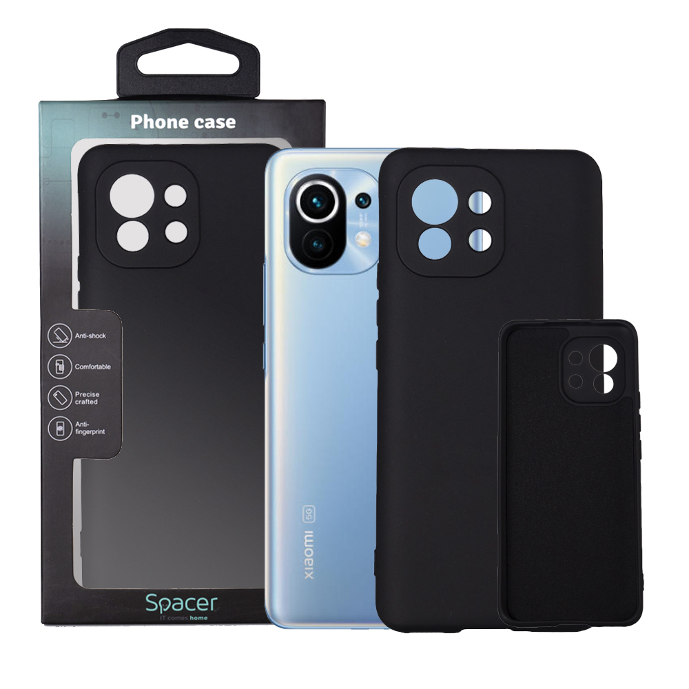 SPACER Husa Xiaomi Mi 11 5G, negru, grosime 2mm, material flexibil silicon +, SPPC-XI-MI-115G-SLK