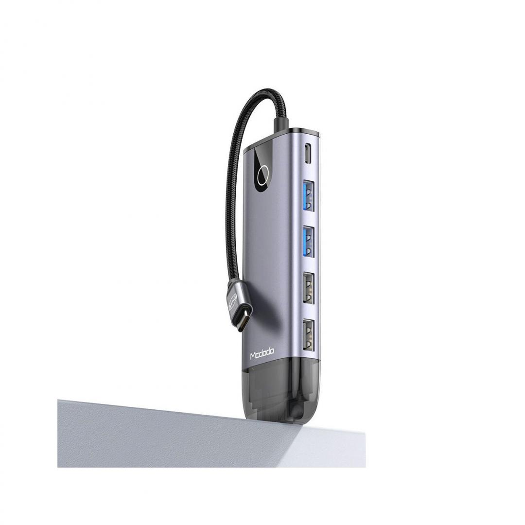 MCDODO Hub USB Multihub 10 in 1, USB-C, 10 porturi, HDMI, RJ-45, Gri, HU-7420