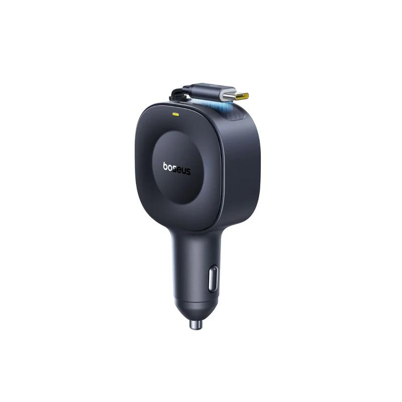 Baseus INCARCATOR auto PrimeTrip VR2, Quick Charge 30W, 1 x USB Type-C, cablu retractabil, C0206400