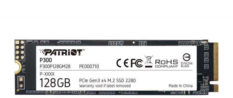 Patriot SSD, P300, 128GB, M.2, PCIe Gen3.0 x4, 3D TLC Nand, R/W: 1600 MB/s/600 MB/s, P300P128GM28