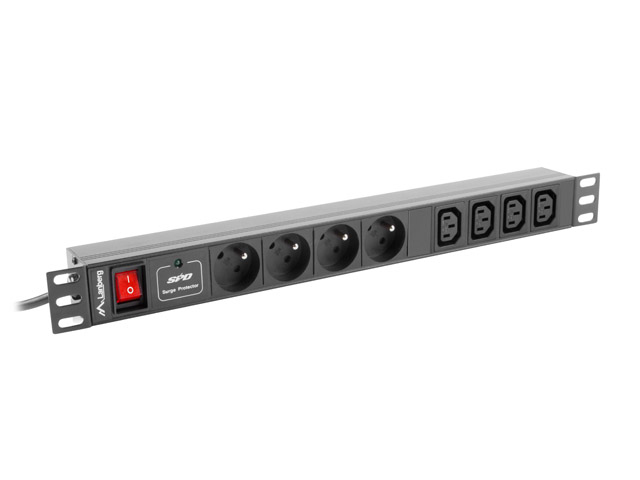 Lanberg Unitate alimentare PDU 19", 8 prize ng, PDU-04E04I-0200-IEC-BK