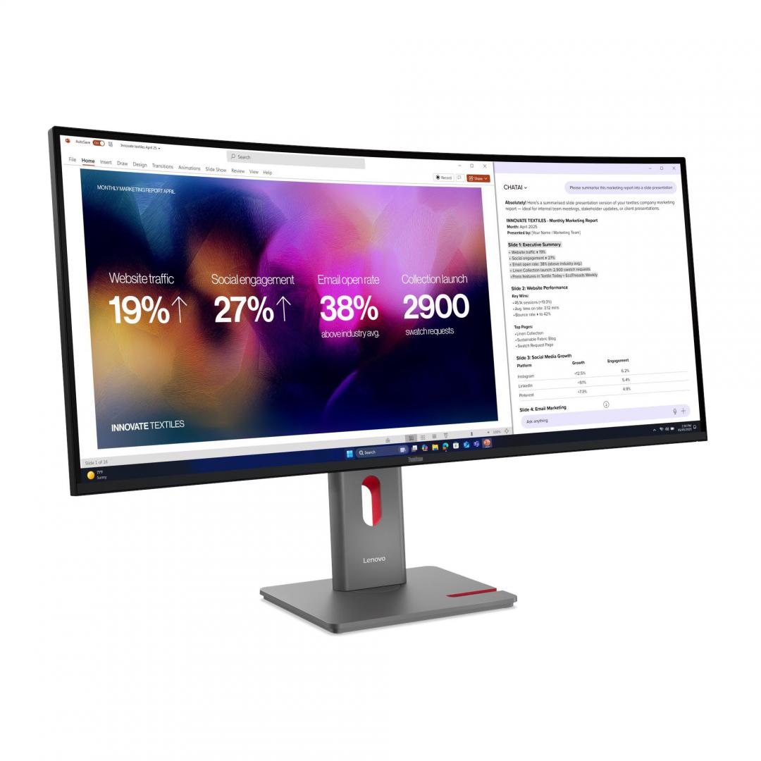 Lenovo Monitor ThinkVision P40WD-40 40 IPS 5K WUHD AG Curved 4ms 1000:1 120Hz Dock Daisy, 64B4XAT1EU