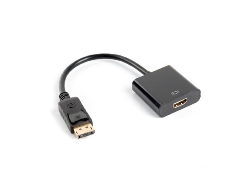 LANBERG Cablu adaptor DisplayPort(M) 1.2 HDMI(F) 10 cm negru, AD-0009-BK
