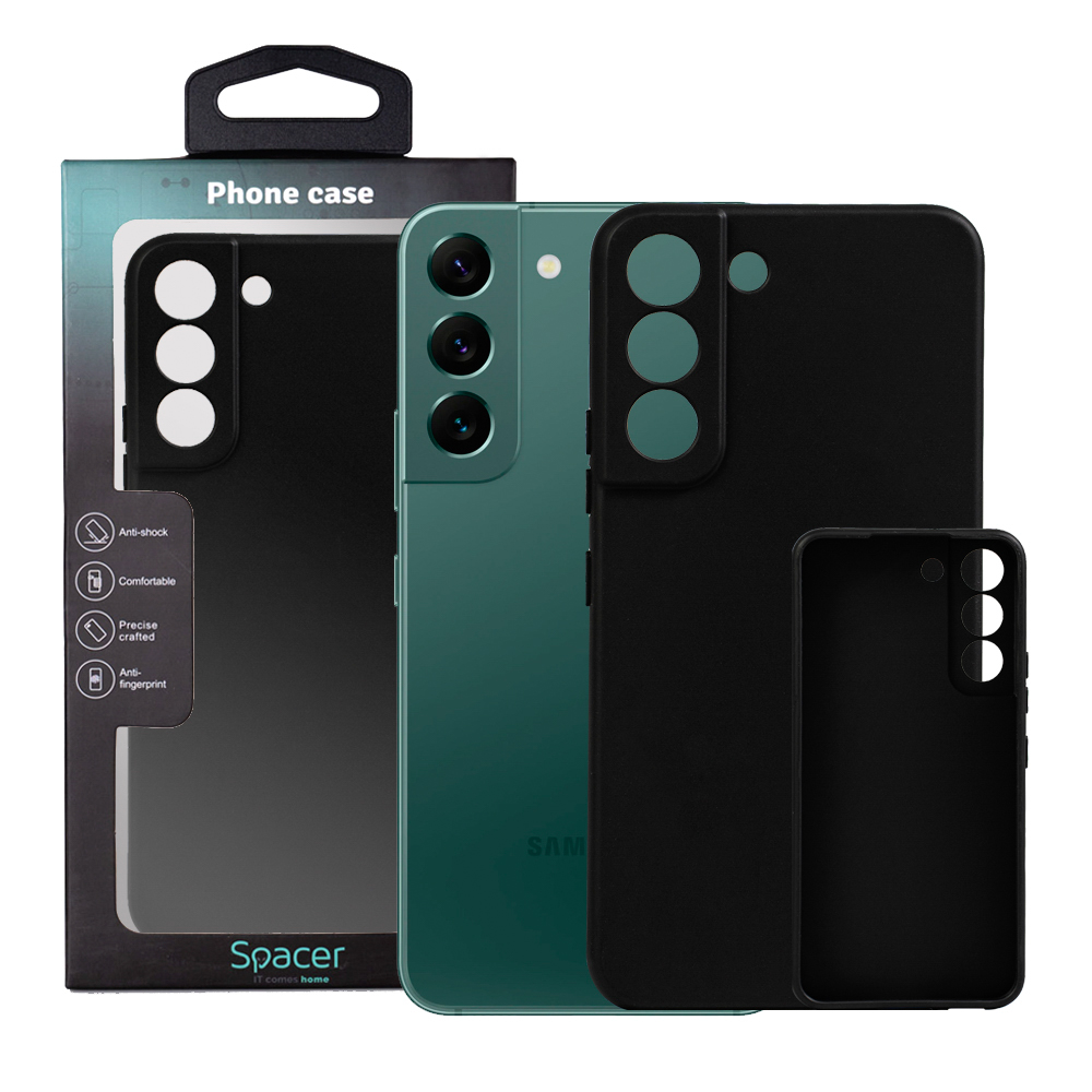 SPACER Husa Samsung Galaxy S22, negru, grosime 1.5mm, material flexibil TPU, SPPC-SM-GX-S22-TPU