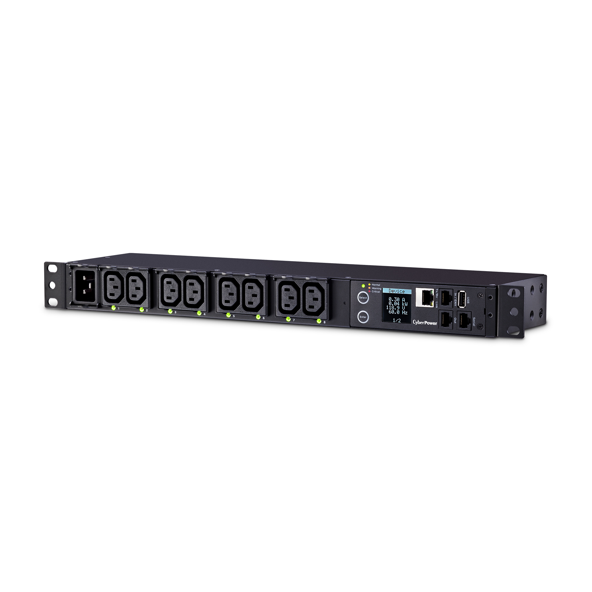 Cyber Power PDU 1U pt. rack 19 inch, 8 prize IEC, intrare IEC, max 16 A, PDU81005