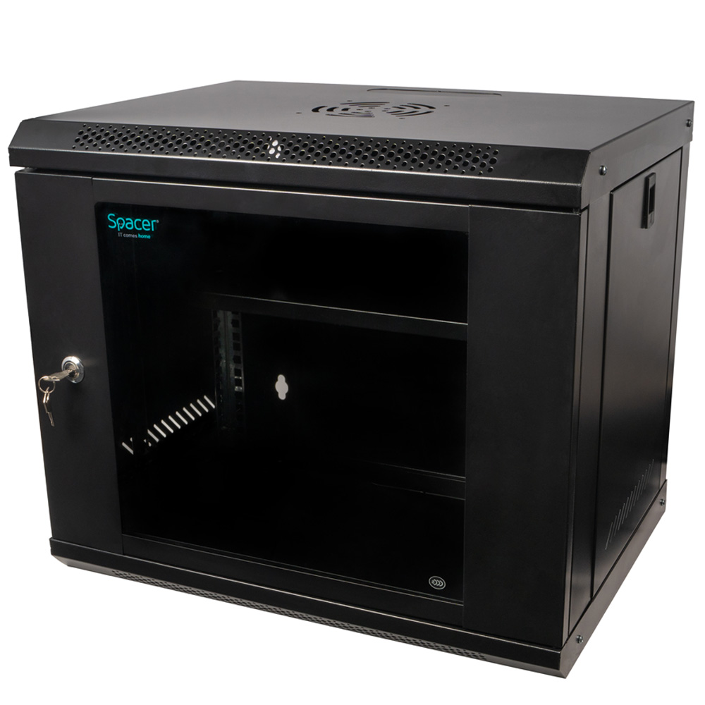 SPACER CABINET 19 9U 500x450mm, fixare pe perete, Flatpack (dezasamblat), Black, SPCW-9U-450-BK-02