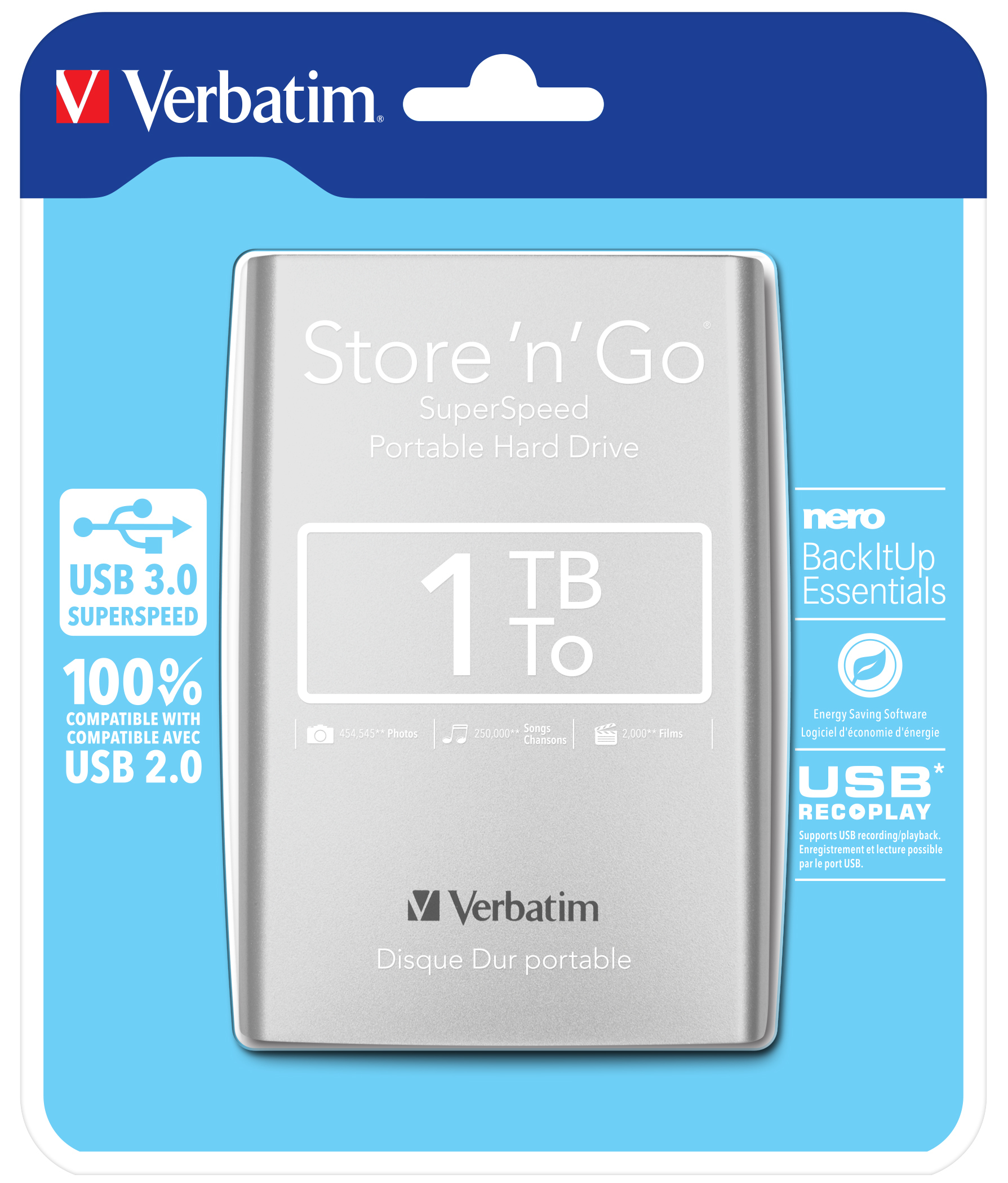 Verbatim HDD EXTERN 2.5" StoreNGo USB3.0 1TB gen.1 silver, 53071