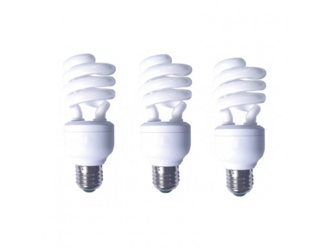 Panasonic SET 3 becuri fluorescent, soclu E27, putere 19W, forma spirala, lumina alb, EFD19E27HD3E-3