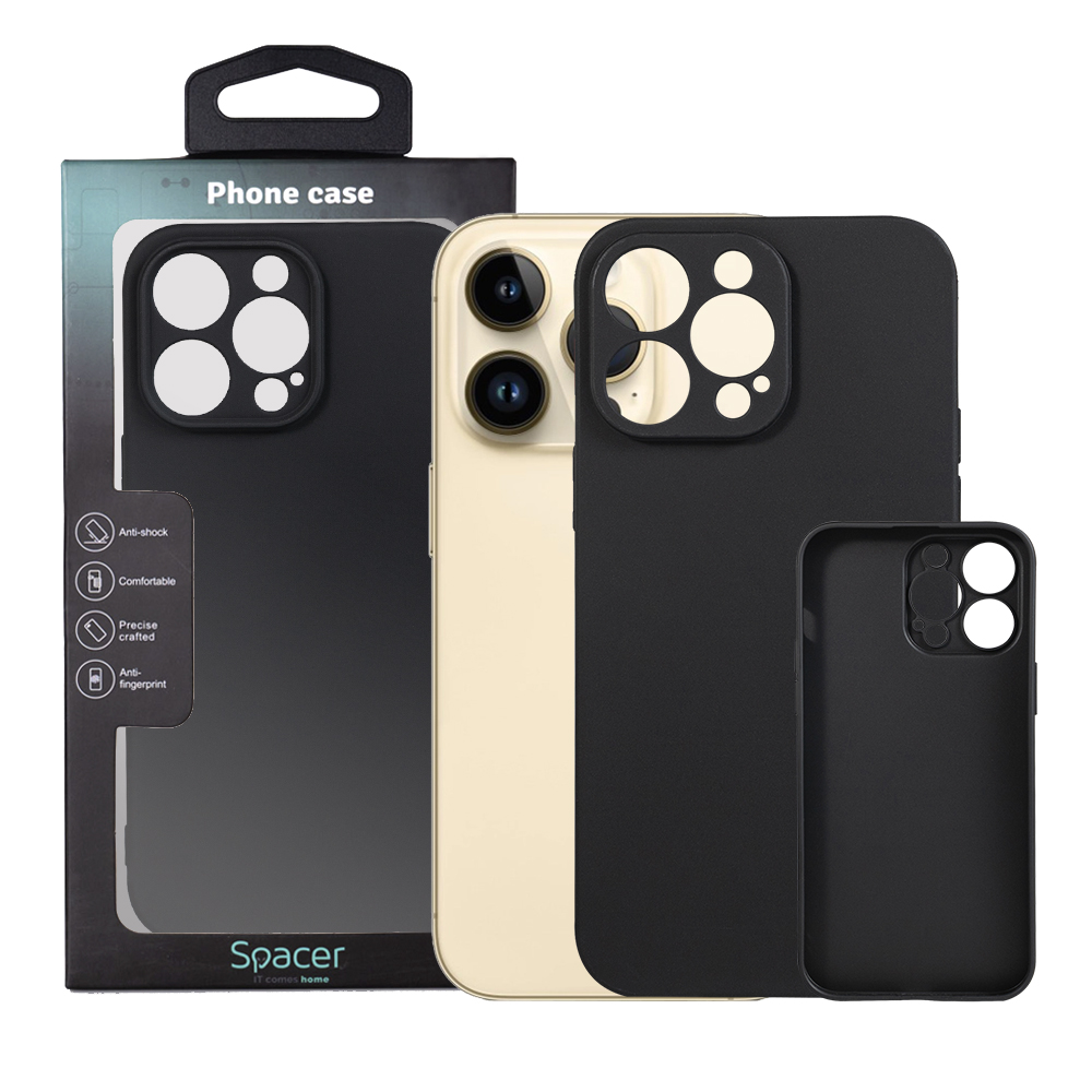 SPACER Husa Iphone 14 Pro Max, grosime 1.5mm, material flexibil TPU, negru, SPPC-AP-IP14PM-TPU
