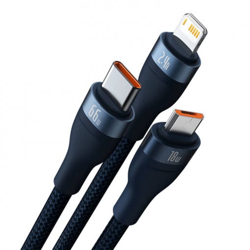 Baseus CABLU alimentare si date Flash Series II One- for-three, pt. smartphone, USB si, CASS040003 - imagine 2