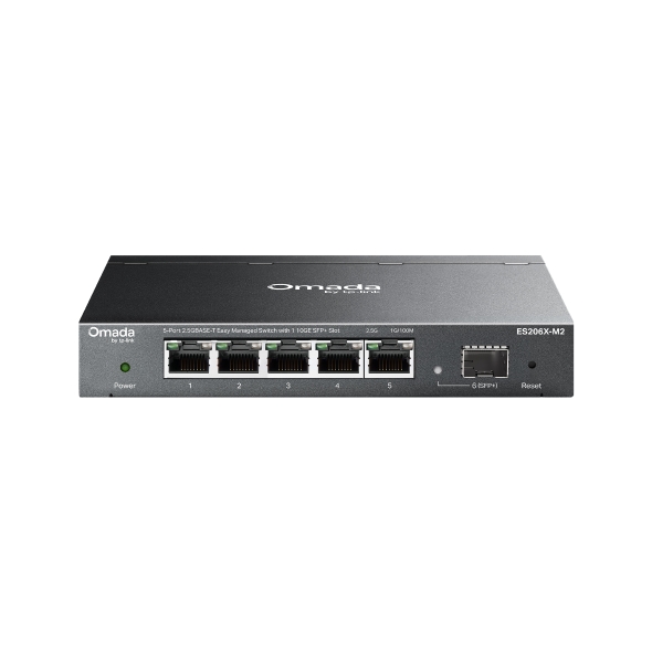 Tp-Link SWITCH Omada easy managed, 5 porturi 2.5G, 1 port SFP+ 10G, fanless, carcasa, ES206X-M2