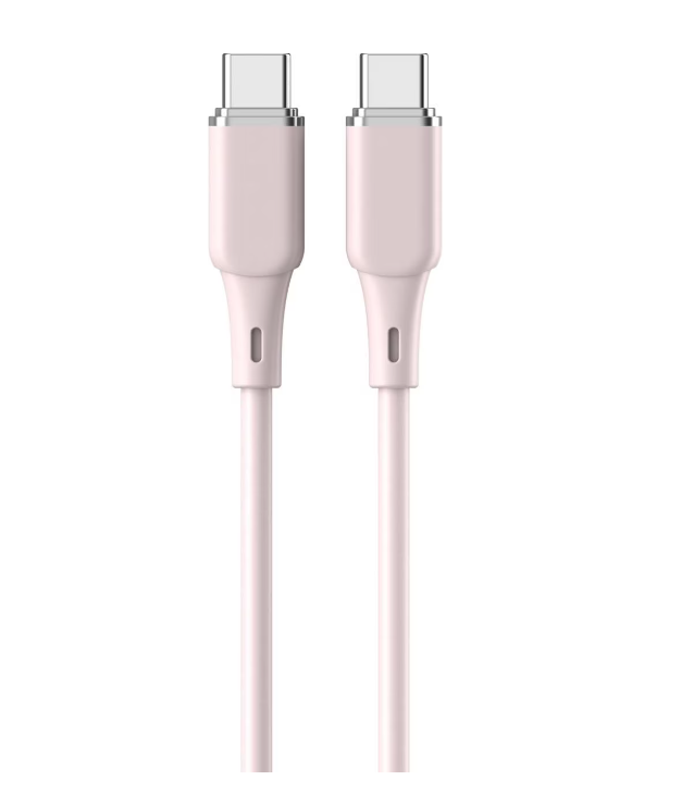 LEMONTTI Cablu Liquid SiliconType-C la Type-C, Fast Charge, PD 60W, lungime 1.2m, Roz, LEMCPSTCF60R