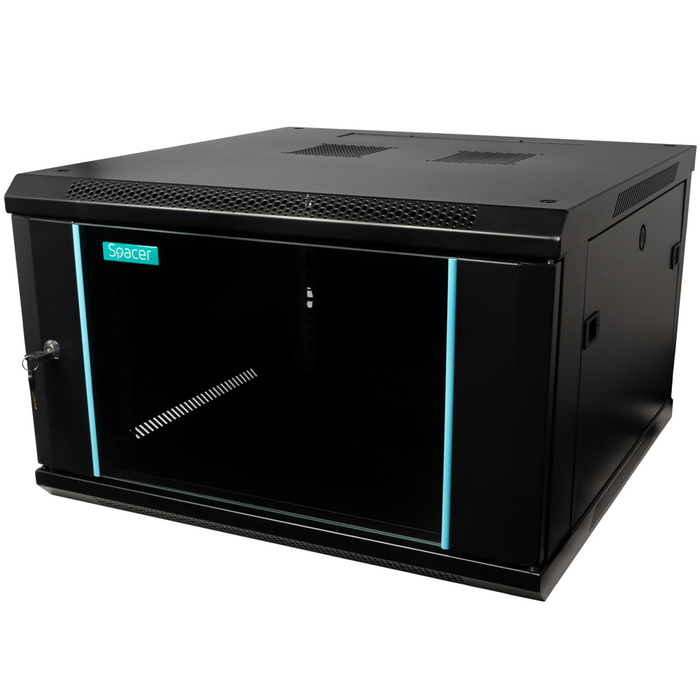SPACER CABINET 19 6U 600x600mm, fixare pe perete, Flatpack (dezasamblat), Black, SPCW-6U-600-BK-03