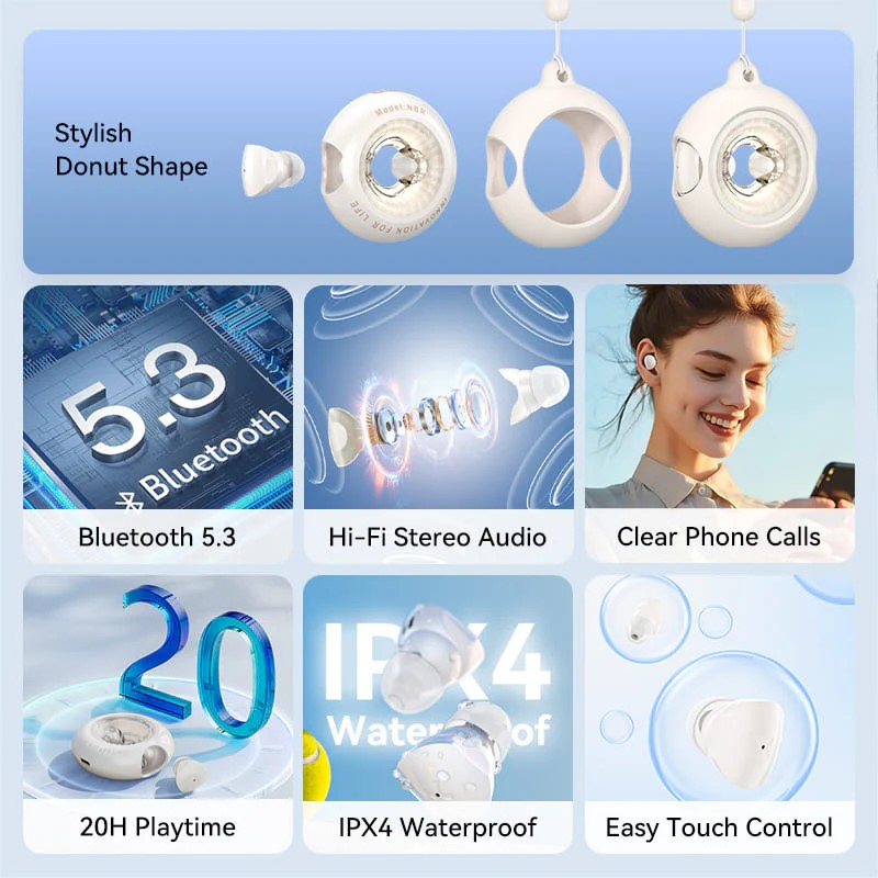 Vention Casti TWS Tiny T17, tip butoni, utilizare multimedia, Bluetooth 5.3, acumulator, NBRN0 - imagine 2