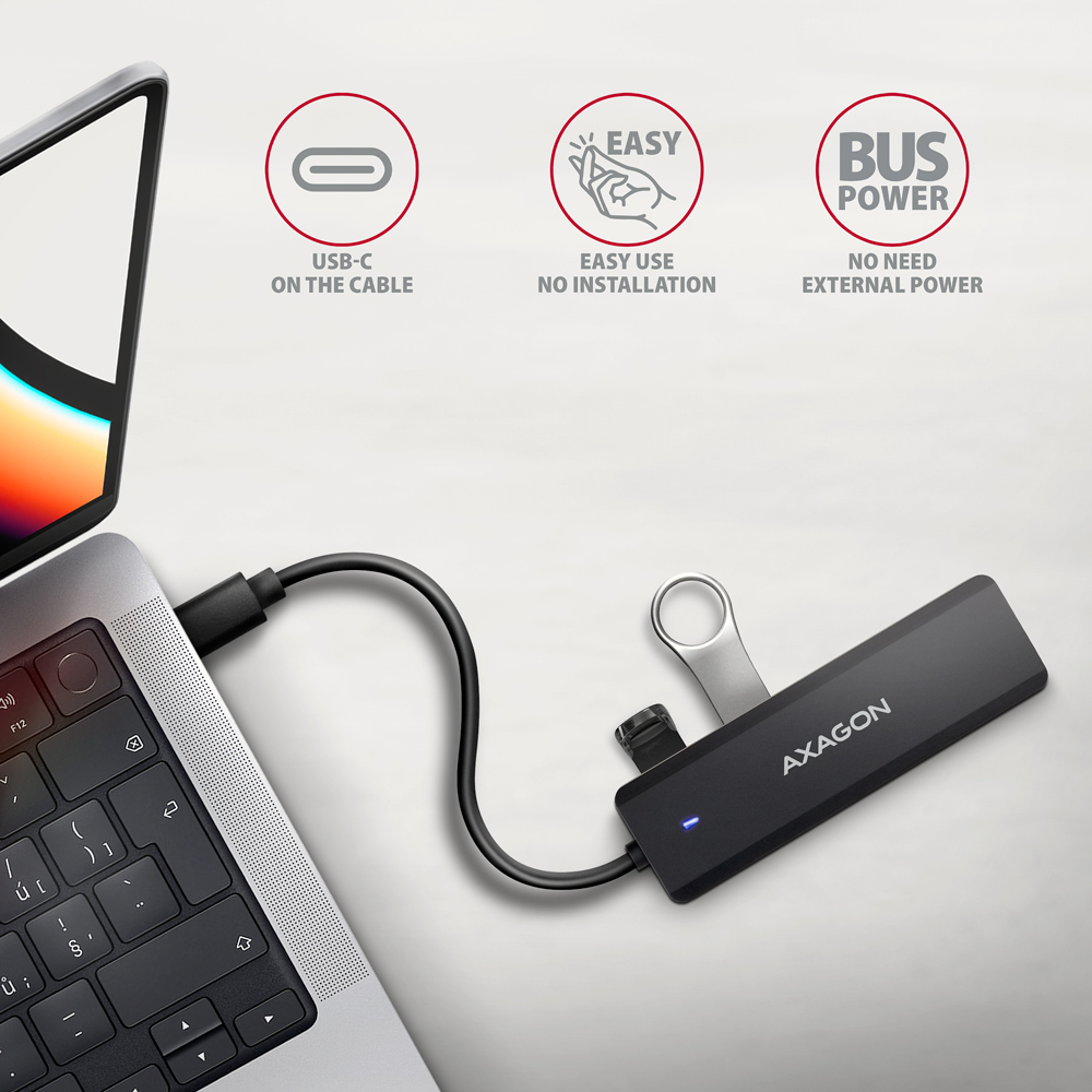 OEM Hub USB AXAGON USB-C 5Gbps TRAVEL, HUE-C1C - imagine 3