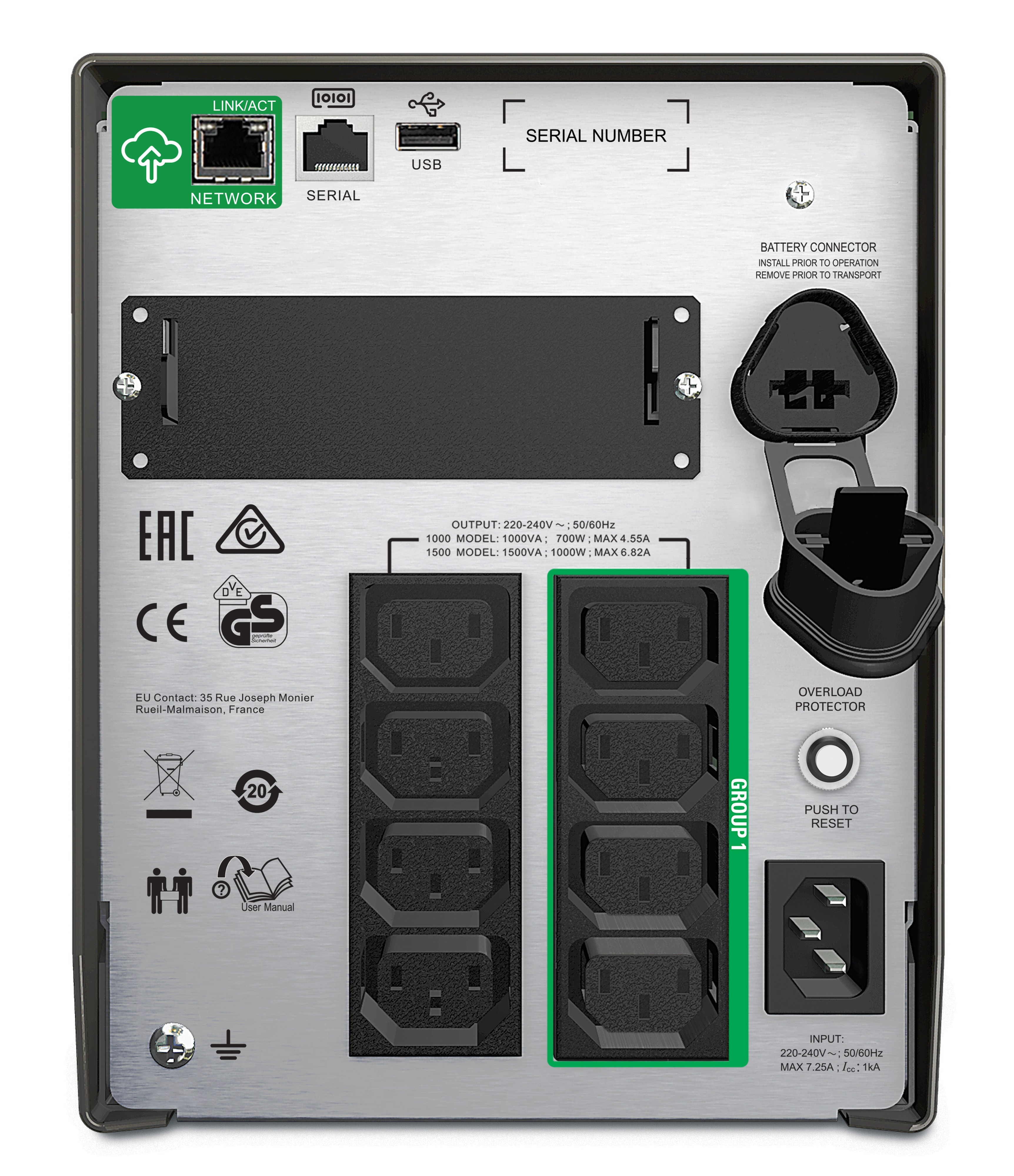 APC UPS,Smart-UPS SMT,Line Int. sin pura mgmt,mini tower, 1000VA /, SMT1000IC - imagine 2