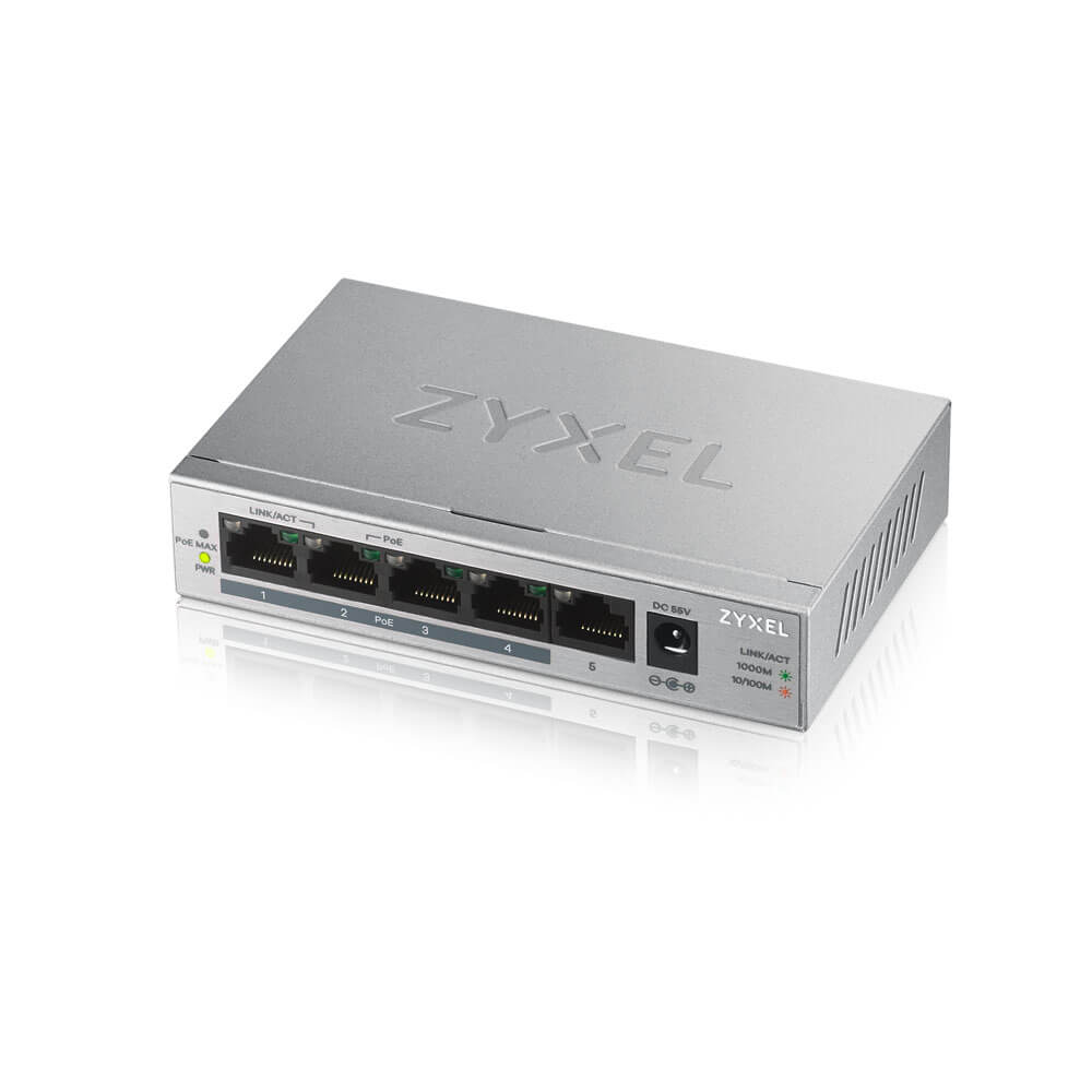 ZyXel SWITCH PoE, GS1005-HPport Gigabit x 5, unmanaged, nerackabil, carcasa, GS1005HP-EU0101F