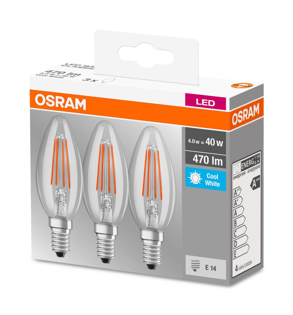 Osram SET 3 becuri LED, soclu E14, putere 4W, forma lumanare, lumina alb, 000004058075819719 - imagine 2