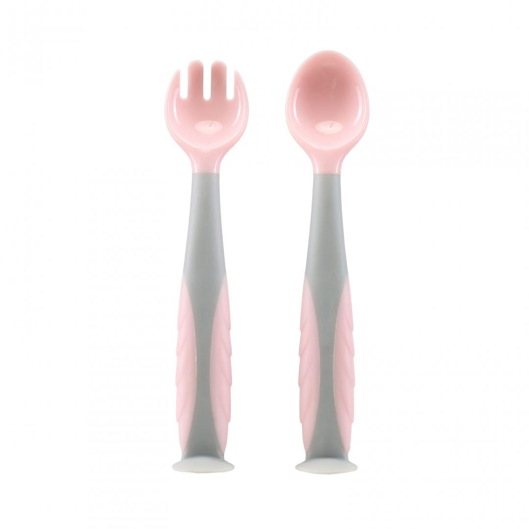U-GROW Set lingurita si furculita, roz, UG-218PK