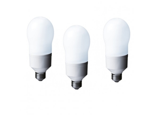 Panasonic SET 3 becuri fluorescent, soclu E27, putere 24W, forma oval, lumina alb, EFA24E282V-3