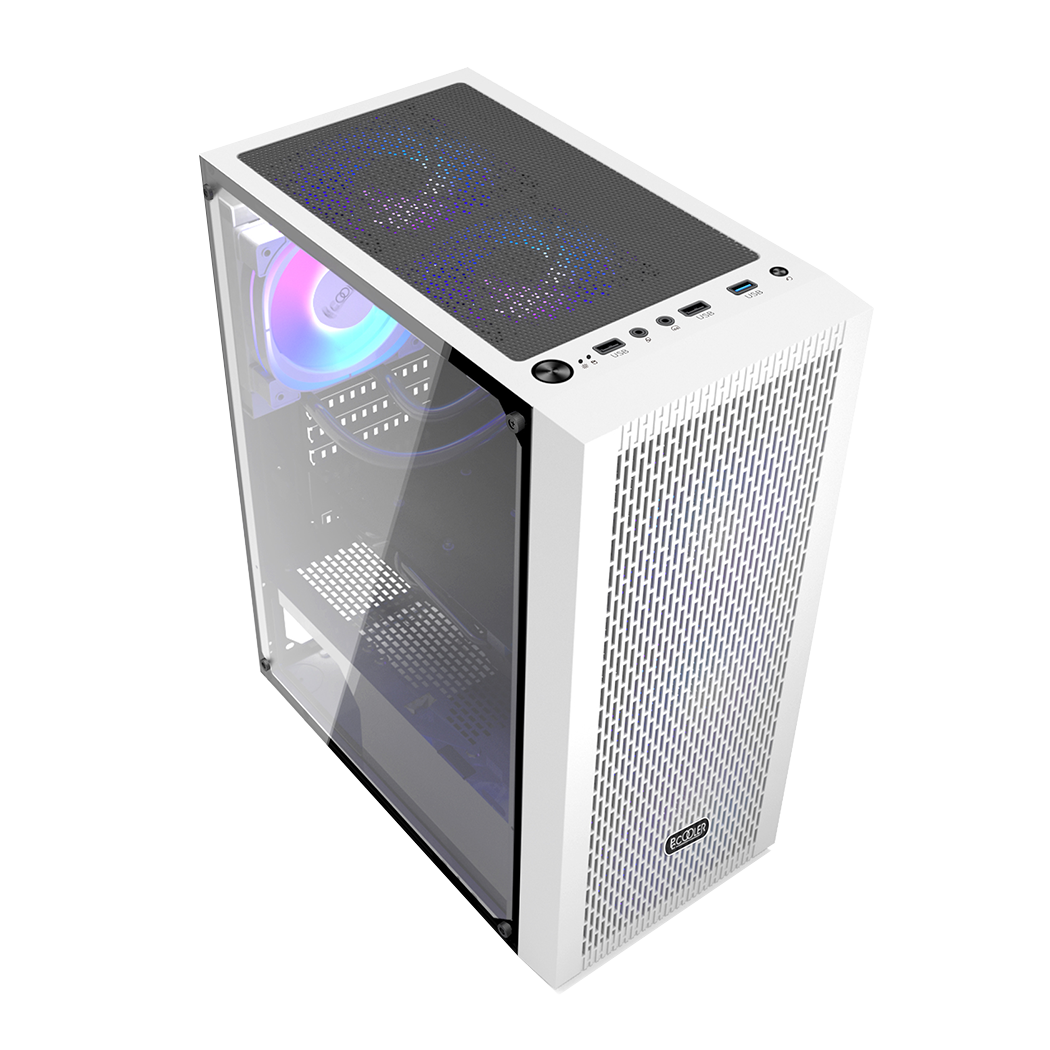 PCCOOLER CARCASA, Middle Tower, ATX, fara sursa, sticla securizata, 3 ventilatoare, MA100 MESH W - imagine 2