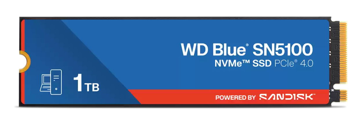 WD SSD Blue SN5100 1TB M.2 2280 PCIe Gen4 x4 NVMe QLC 3D, Read/Write: 7100/6700, WDS100T5B0E-00CPE0