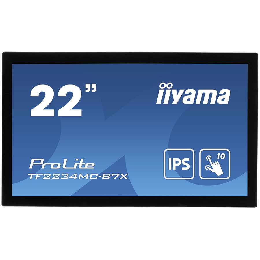 Iiyama Monitor 21,5" PCAP Bezel Free 10P Touch with Anti-Fingerprint coating, TF2234MC-B7X