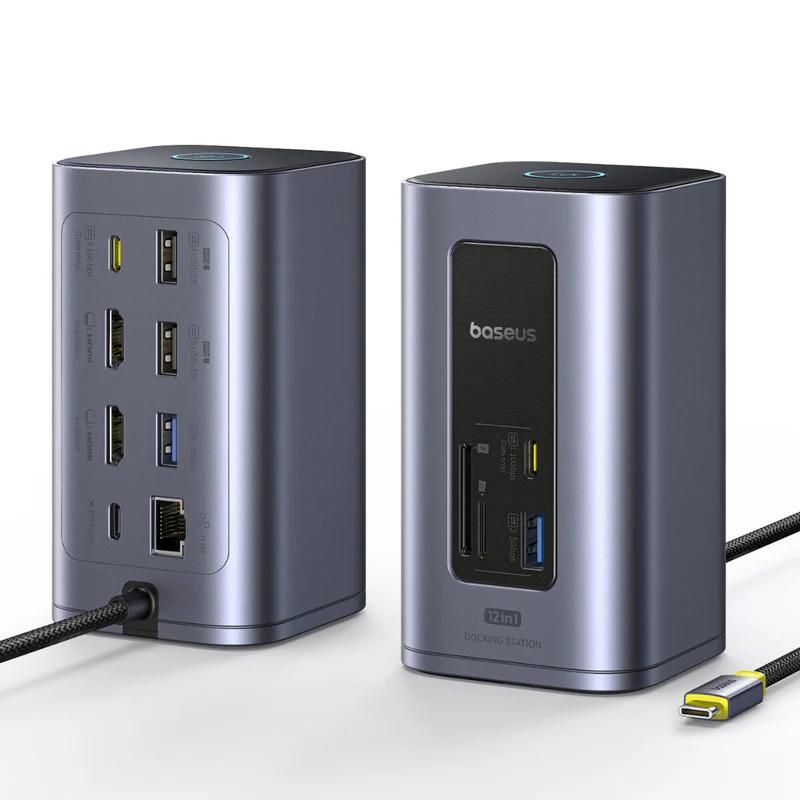 Baseus DOCKING STATION Spacemate RD1 12 in 1, input USB Type-C, output 2xHDMI, B00568103813-00 - imagine 5