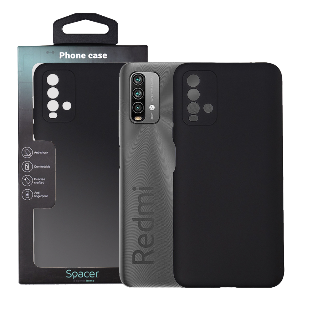 SPACER Husa Xiaomi Redmi Note 9, negru, grosime 2mm, material flexibil silicon +, SPPC-XI-RM-N9-SLK