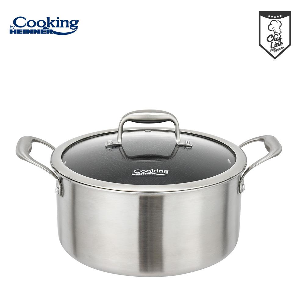 HEINNER SEMIOALA INOX+CAPAC STICLA IN 3 STRATURI 28x13 CM, 7 L, TITANIUM3, COOKING BY, HR-MRK-28