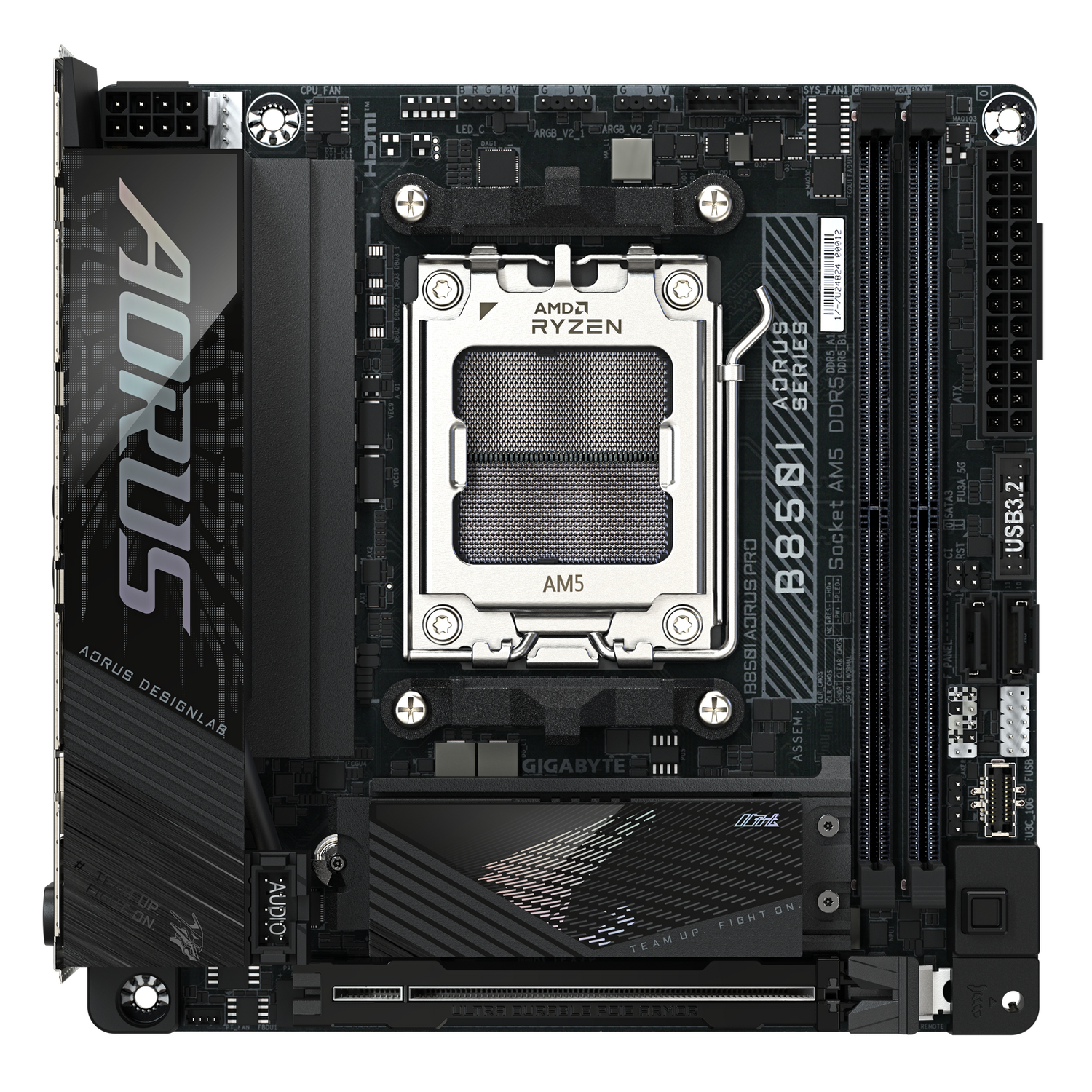 Gigabyte Placa de baza, AM5, DDR5, Wi-Fi, BT, Mini-ITX, Negru, B850I AORUS PRO