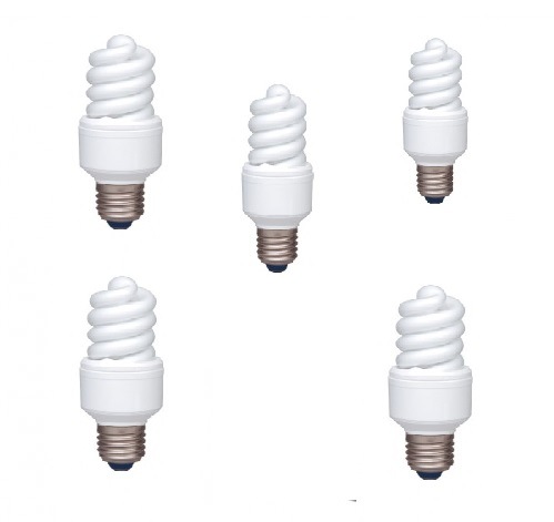 Panasonic SET 5 becuri fluorescent, soclu E27, putere 13W, forma spirala, lumina alb, EFD13E282V-5