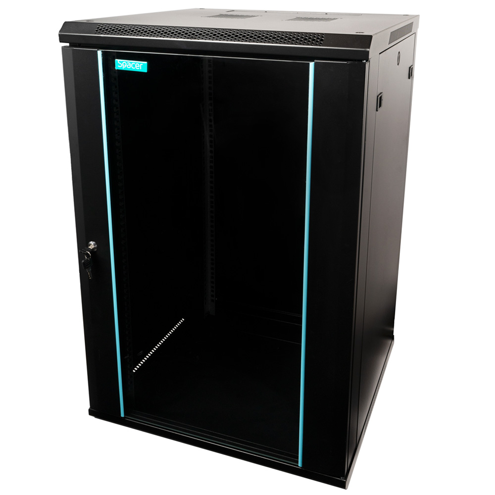 SPACER CABINET 19 18U 600x600mm, fixare pe perete, Flatpack (dezasamblat), Black, SPCW-18U-600-BK-03