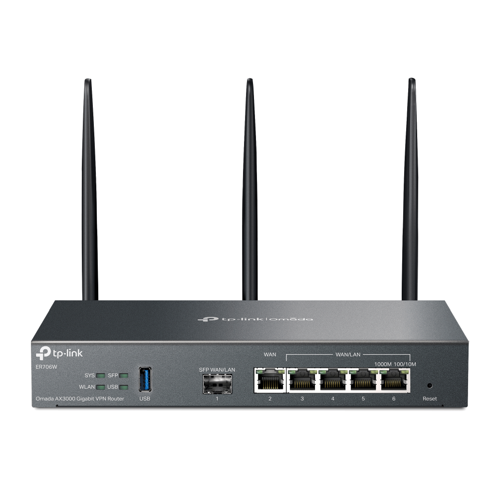 Tp-Link ROUTER VPN Gigabit, Omada Cat6 AX3000 Dual-Band WiFi 6, 6 × Gigabit RJ45 port, 3, ER706W