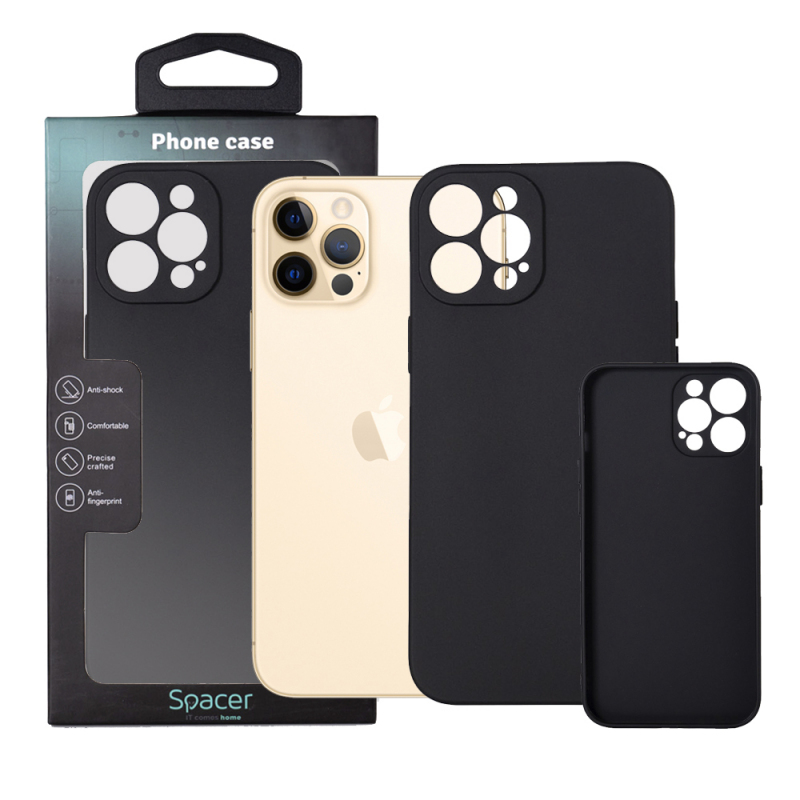 SPACER Husa Iphone 13 Pro Max, grosime 1.5mm, material flexibil TPU, negru, SPPC-AP-IP13PM-TPU