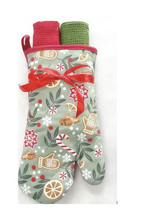 HEINNER Set manusa bucatarie 3 piese Craciun Green, HR-3KS-XMASG