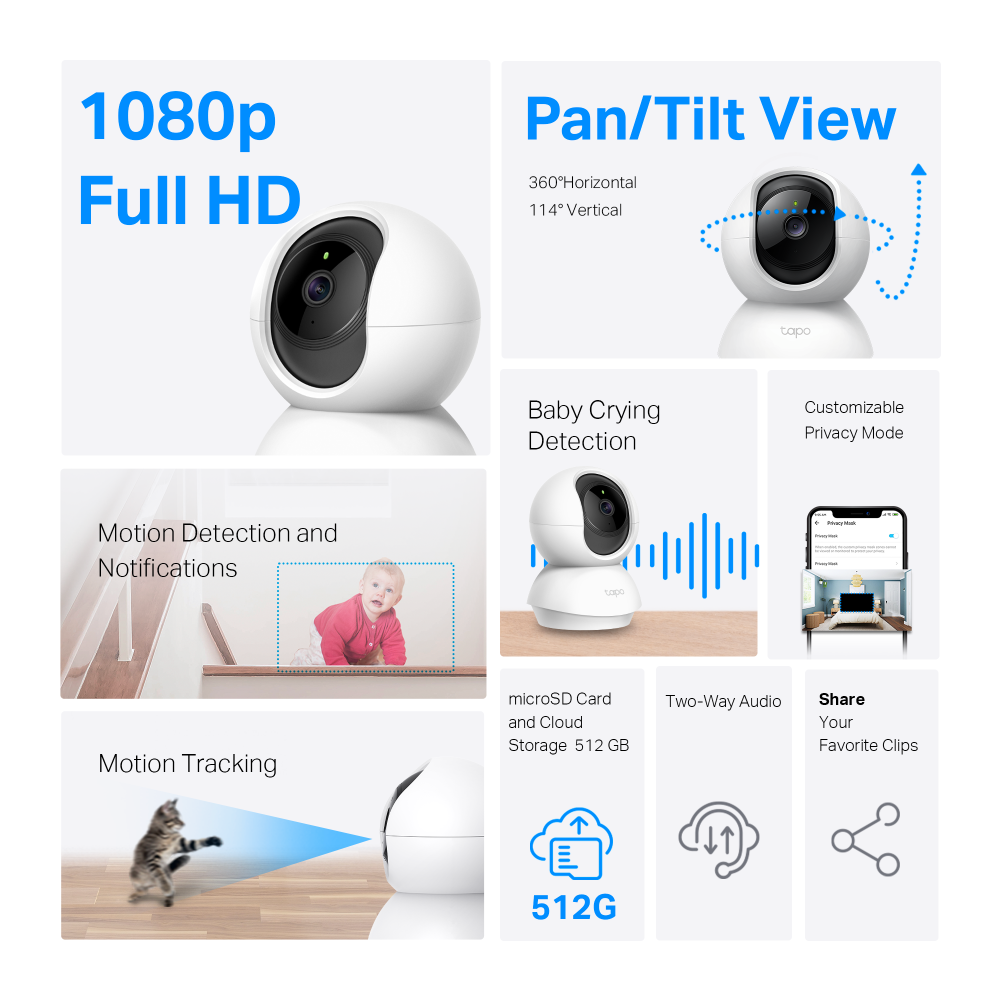 Tp-Link CAMERA IP, include 2 bucati Tapo C200, wireless, cube, pt. interior, dist. IR 9, Tapo C200P2 - imagine 4