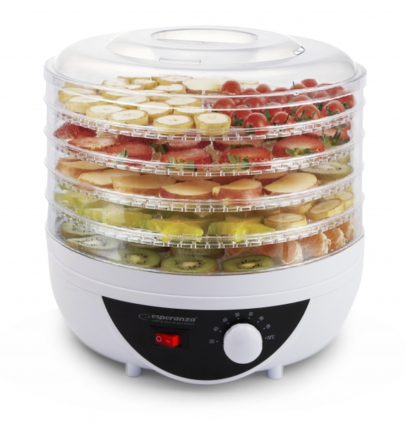 Esperanza Deshidrator pentru alimente Esperanza Chanterelles 250W 5 tavi Alb, EKD002