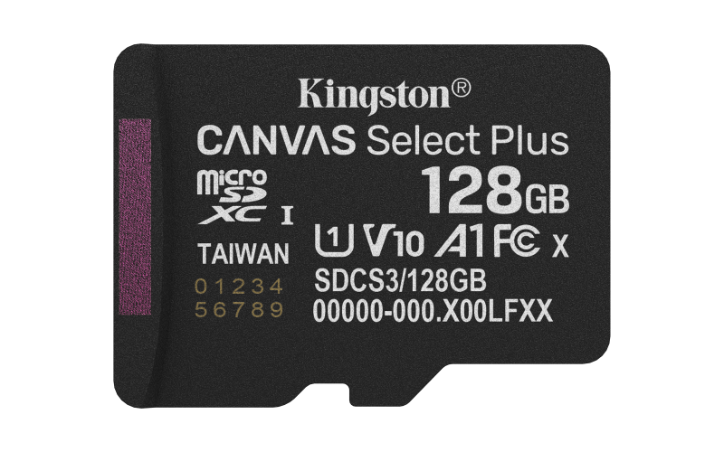KINGSTON Card de memorie Canvas Select Plus Gen3 Micro-SDXC, 128 GB, Class 10, SDCS3/128GBSP