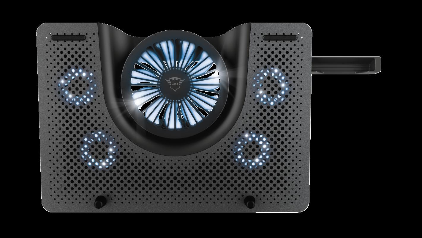 Trust STAND GXT 1125 Quno notebook 17, sita aluminiu, 4 x fan 5cm, 1 x fan 13 cm, LED, TR-23581 - imagine 2