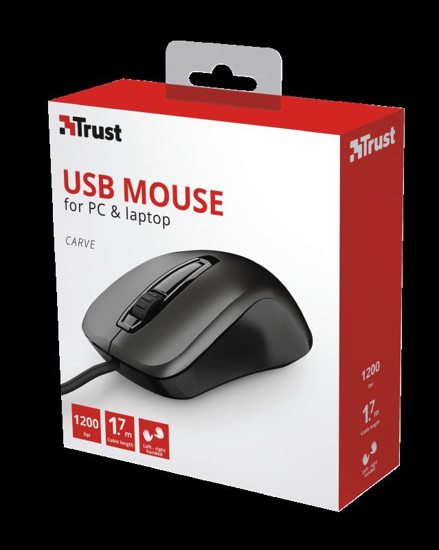 TRUST Mouse Carve, 1200 dpi, Negru, TR-23733 - imagine 8