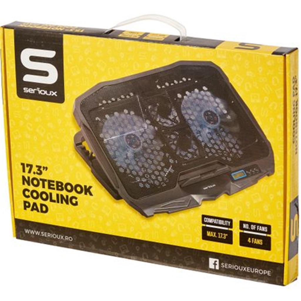 SERIOUX Cooling pad, Dimensiuni: 390*280*28mm, Compatibilitate maxima laptop: 17.3 inch, SRXNCP025