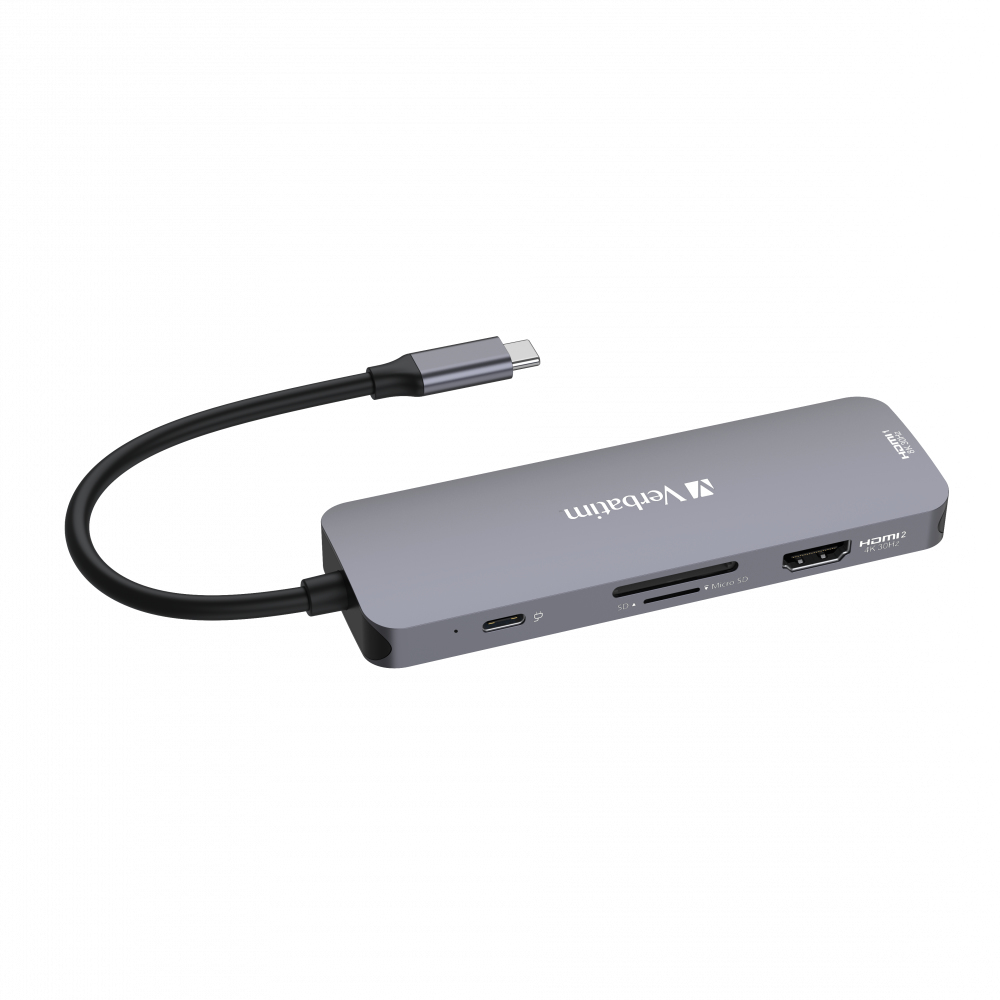 Verbatim DOCKING Station USB C PRO MULTIPORT 8 PORT CMH 2 x HDMI, 3 x USB-A 3.2 Gen1, 1 x SD, 32151 - imagine 4