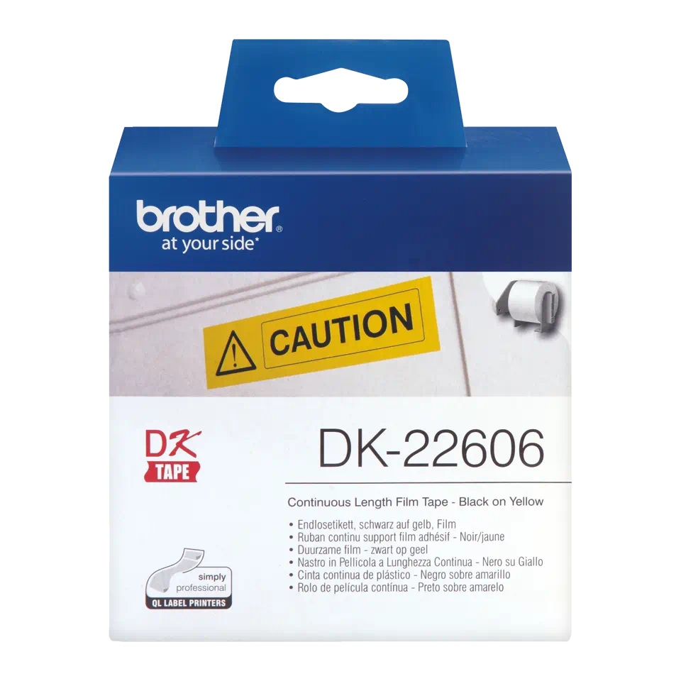 BROTHER Banda laminata Original Black on White pentru P-TOUCH, DK22606