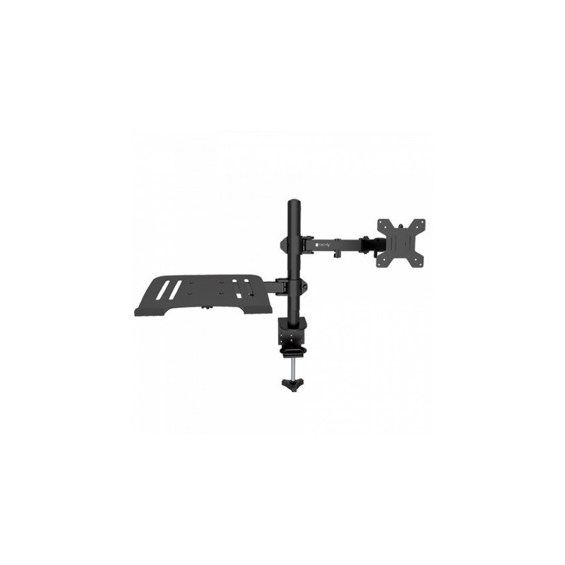 Techly Suport brat de birou pentru monitor, 13-32 inch si raft pentru laptopuri, Negru, ICA-LCD174NB